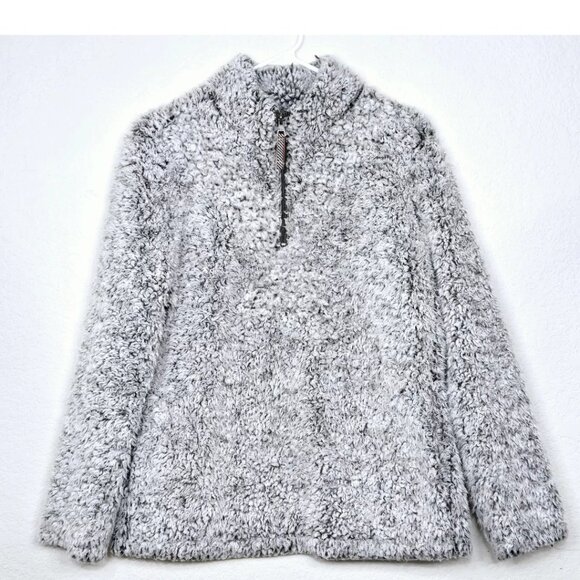 Weatherproof Sweaters - Weatherproof Women's Gray Faux Fur Pullover 1/4 Zip Sweater